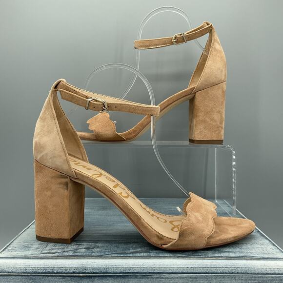 NEW Sam Edelman Women’s Odila Classic Block Heeled Sandals Beige Size 10M - Picture 1 of 10